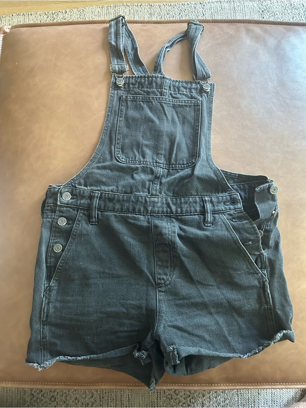 Madewell Black Denim Short Overalls